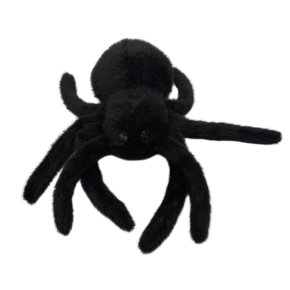 Cynthia Rowley Black Plush Spider Halloween Faux Fur Sequin Eyes 17"
